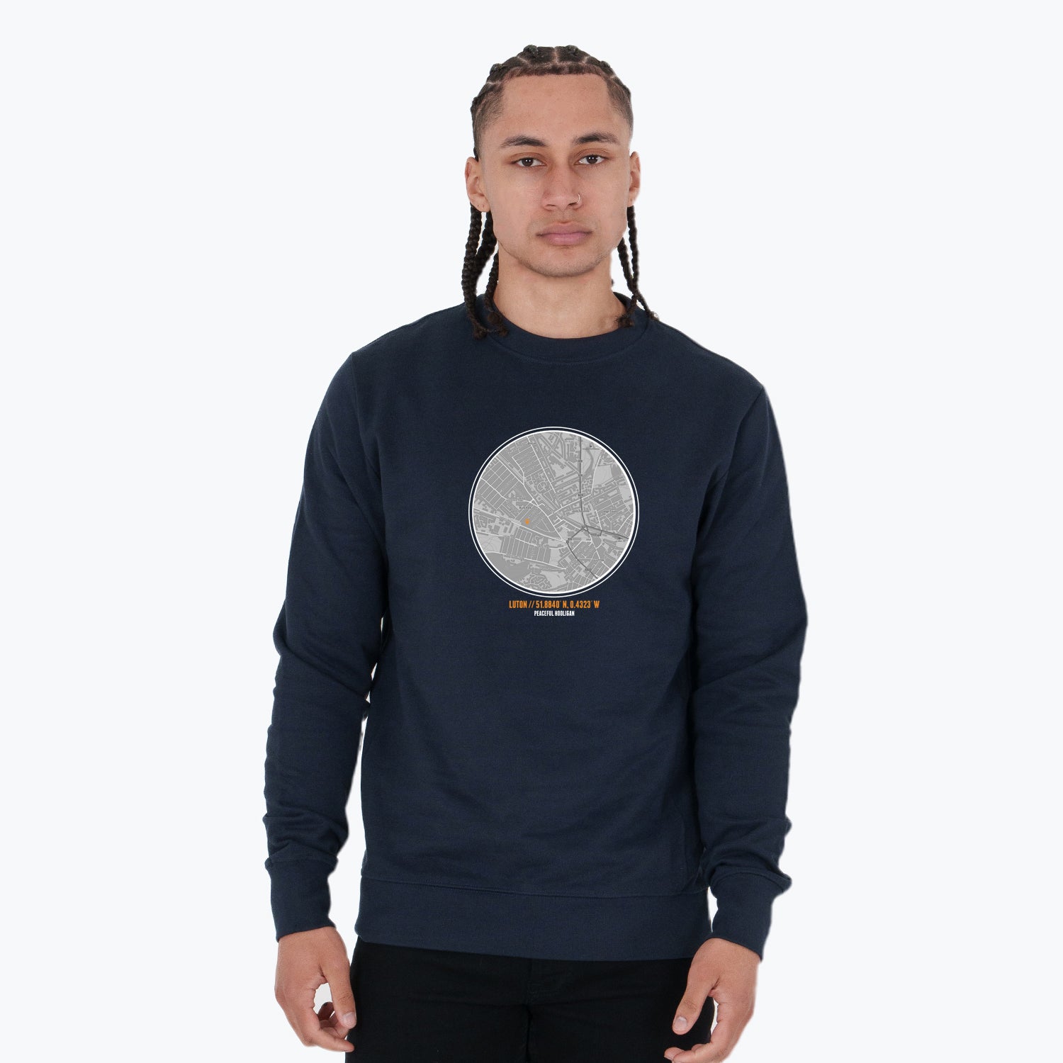 Luton Location Sweatshirt Navy - Peaceful Hooligan 