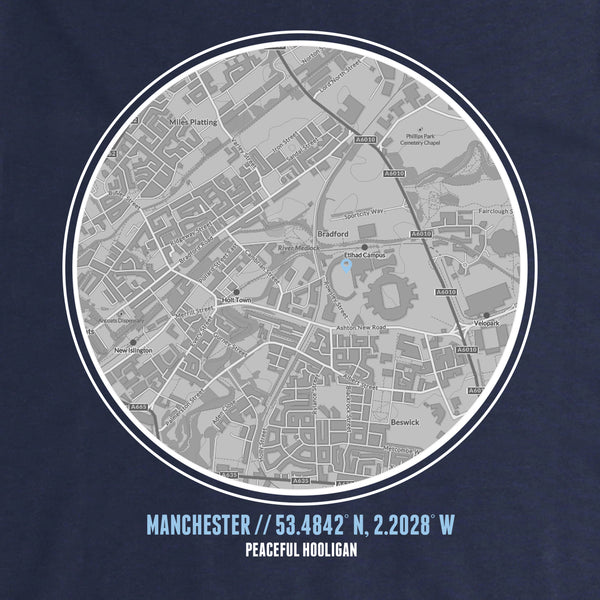 Manchester City Location Hoodie Navy - Peaceful Hooligan 