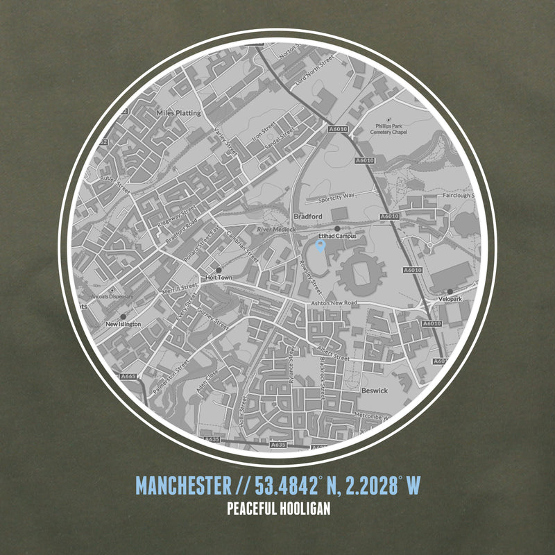 Manchester City Location Hoodie Olive - Peaceful Hooligan 