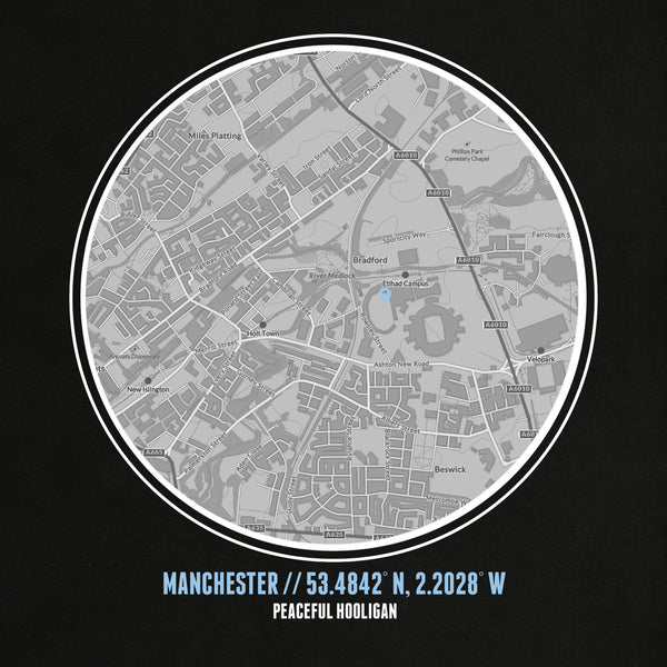 Manchester City Location Sweatshirt Black - Peaceful Hooligan 