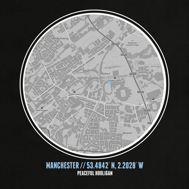 Manchester City Location Sweatshirt Black - Peaceful Hooligan 