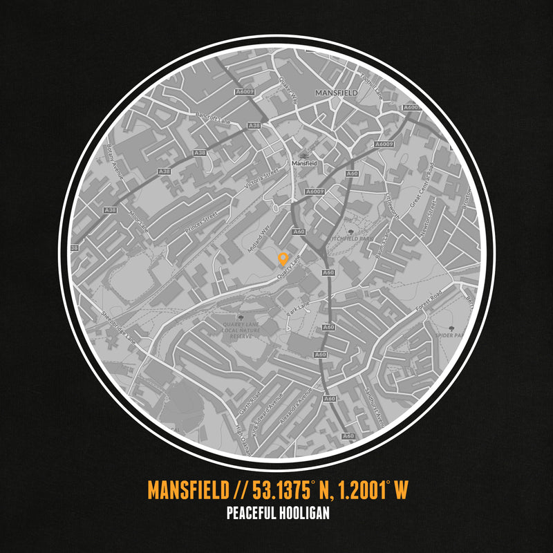 Mansfield Town Location Hoodie Black - Peaceful Hooligan 