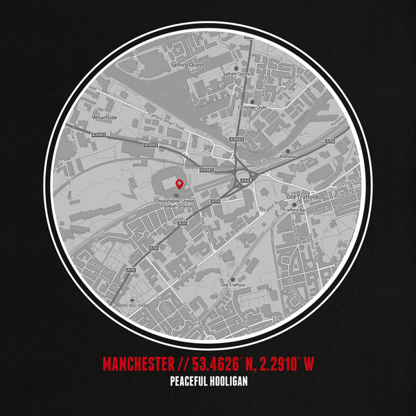 Manchester United Location T-Shirt Black - Peaceful Hooligan 