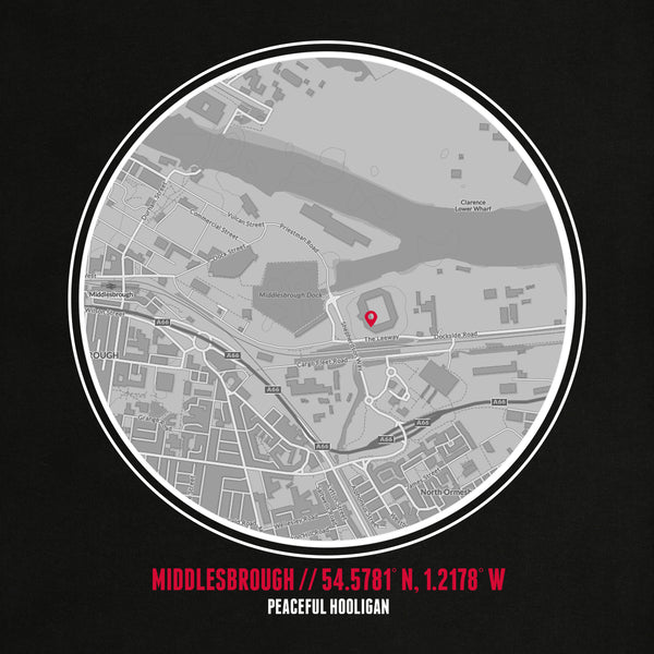 Middlesbrough Location Sweatshirt Black - Peaceful Hooligan 