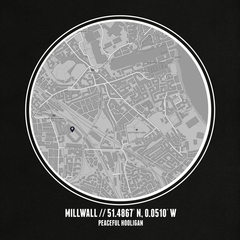 Millwall Location Hoodie Black - Peaceful Hooligan 