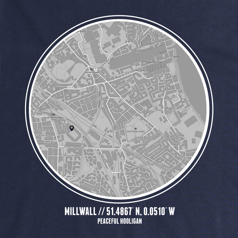 Millwall Location Hoodie Navy - Peaceful Hooligan 