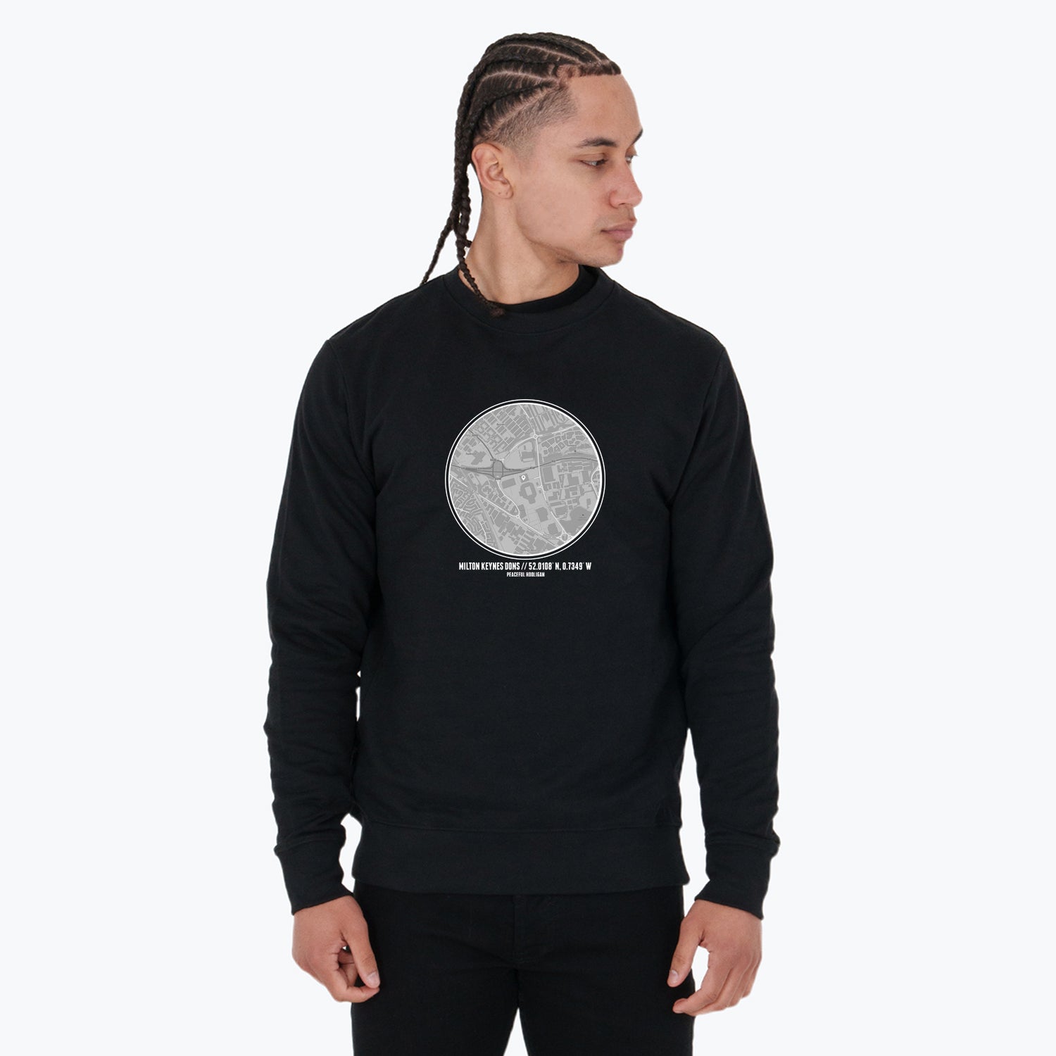 Milton Keynes Dons Location Sweatshirt Black - Peaceful Hooligan 