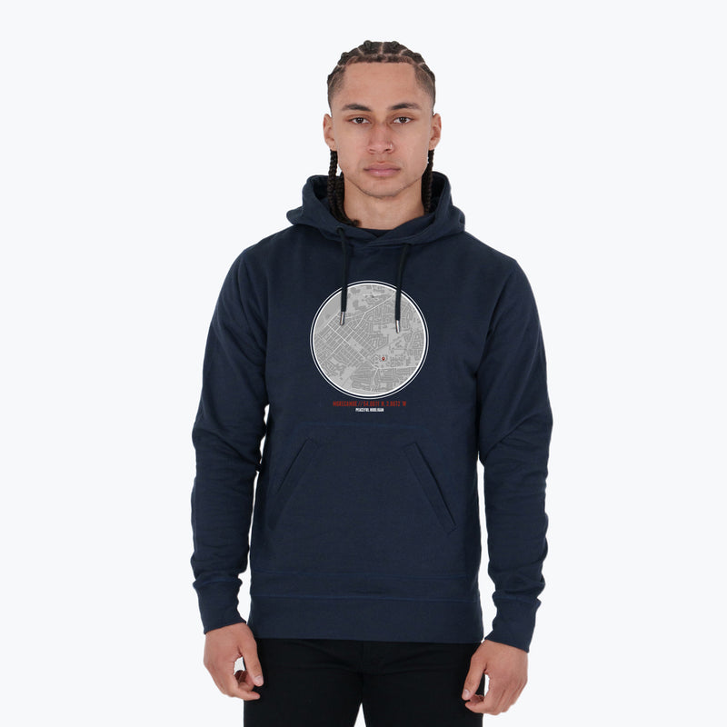 Morecambe Location Hoodie Navy - Peaceful Hooligan 