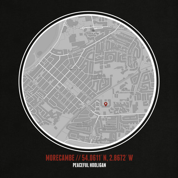 Morecambe Location T-Shirt Black - Peaceful Hooligan 