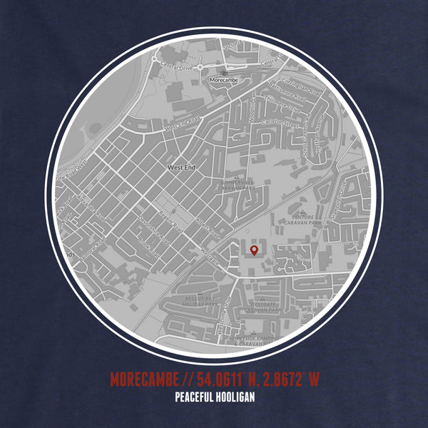 Morecambe Location T-Shirt Navy - Peaceful Hooligan 