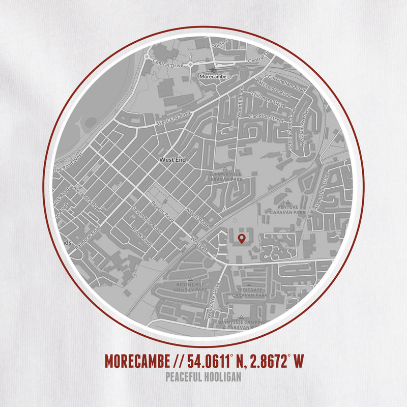 Morecambe Location T-Shirt White - Peaceful Hooligan 