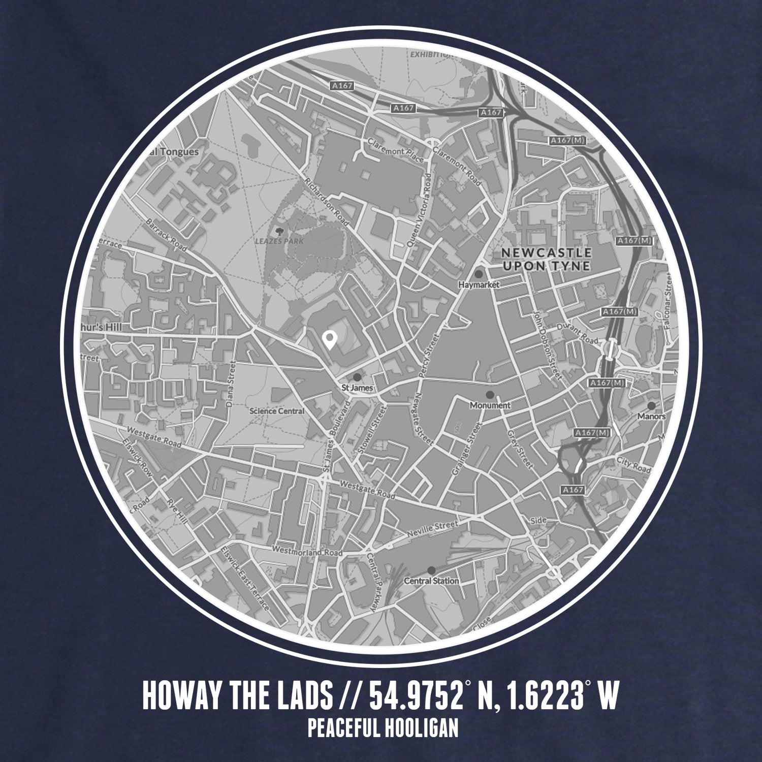 Howay The Lads Location Sweatshirt Navy - Peaceful Hooligan 