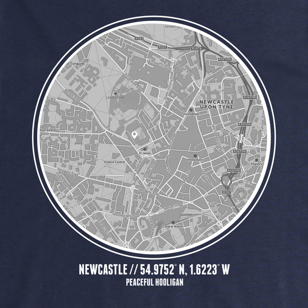 Newcastle United Location T-Shirt Navy - Peaceful Hooligan 