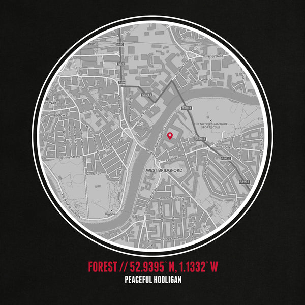 Nottingham Forest Location T-Shirt Black - Peaceful Hooligan 