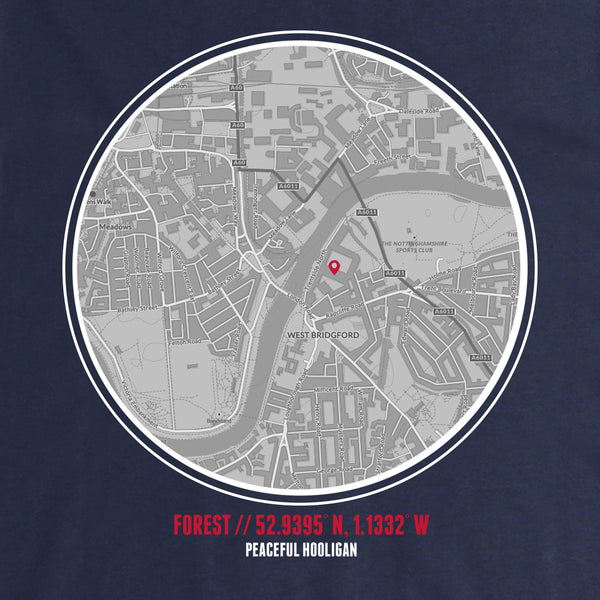 Nottingham Forest Location T-Shirt Navy - Peaceful Hooligan 