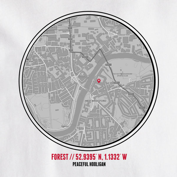 Nottingham Forest Location T-Shirt White - Peaceful Hooligan 