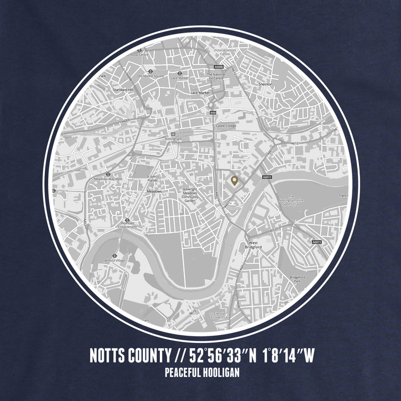 Notts County Location Hoodie Navy - Peaceful Hooligan 