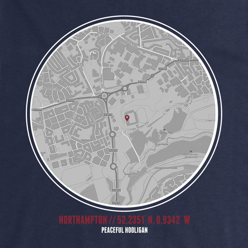 Northampton Town Location Hoodie Navy - Peaceful Hooligan 