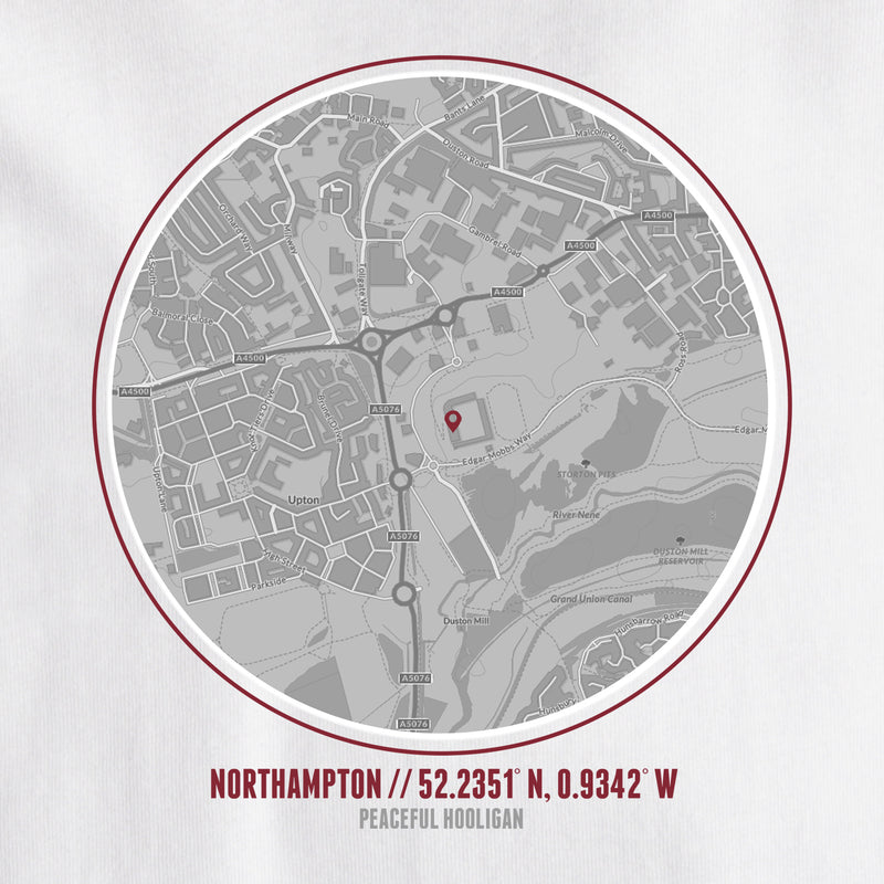 Northampton Town Location T-Shirt White - Peaceful Hooligan 