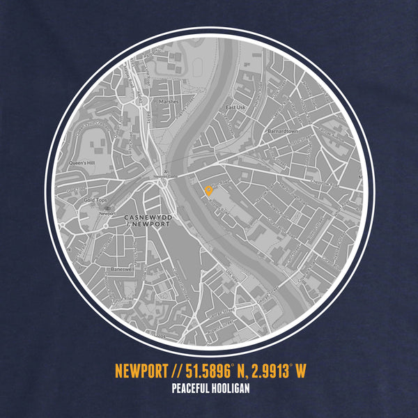 Newport County Location Hoodie Navy - Peaceful Hooligan 