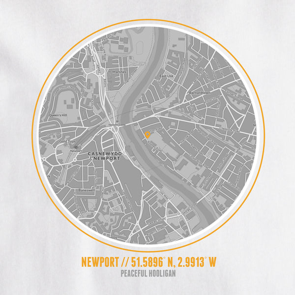 Newport County Location T-Shirt White - Peaceful Hooligan 