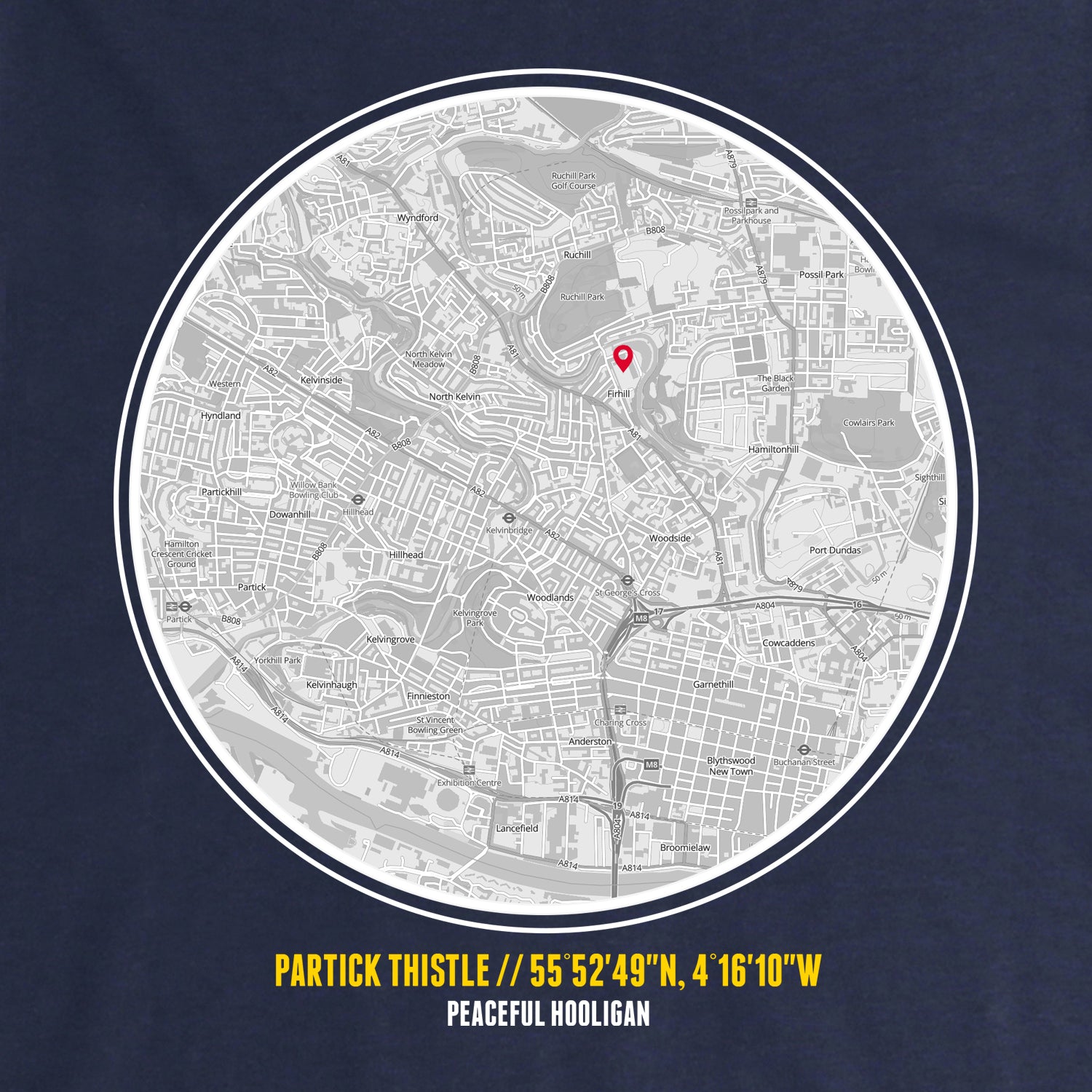 Partick Thistle Location Sweatshirt Navy - Peaceful Hooligan 