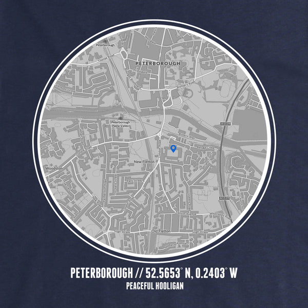 Peterborough United Location T-Shirt Navy - Peaceful Hooligan 