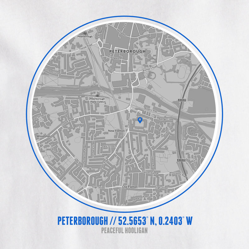 Peterborough United Location T-Shirt White - Peaceful Hooligan 