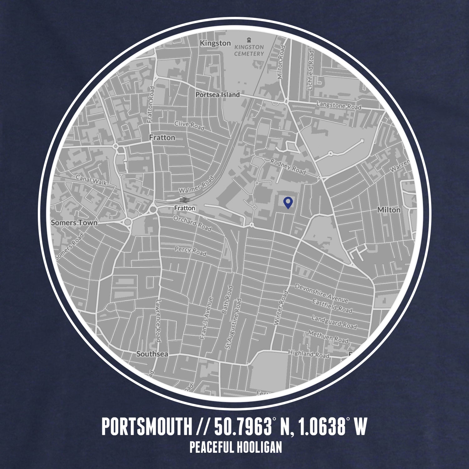 Portsmouth Location Sweatshirt Navy - Peaceful Hooligan 