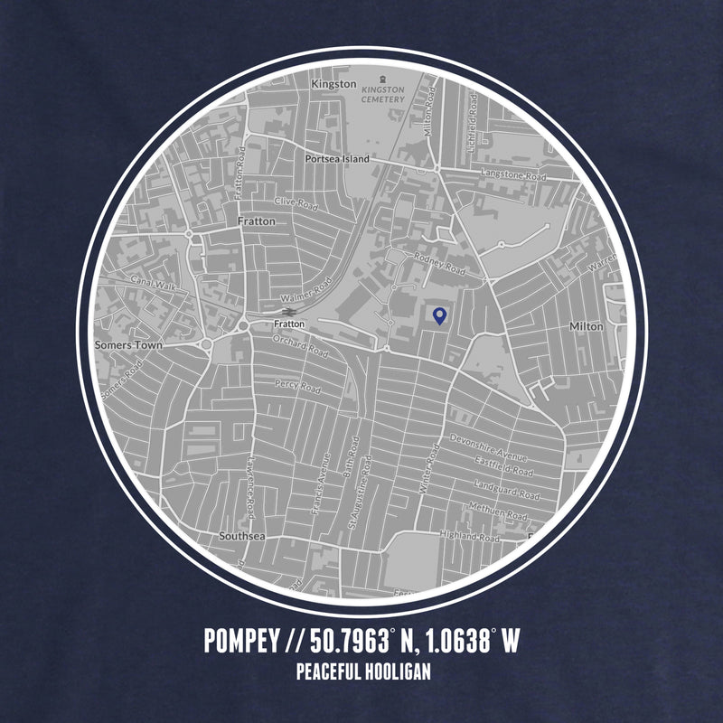 Portsmouth Location T-Shirt Navy - Peaceful Hooligan 