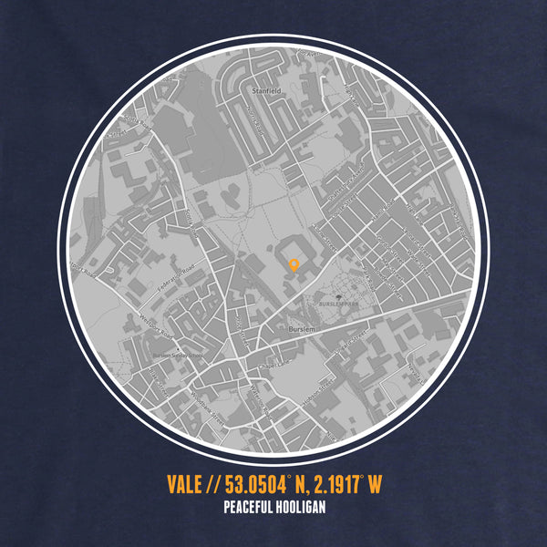 Port Vale Location T-Shirt Navy - Peaceful Hooligan 