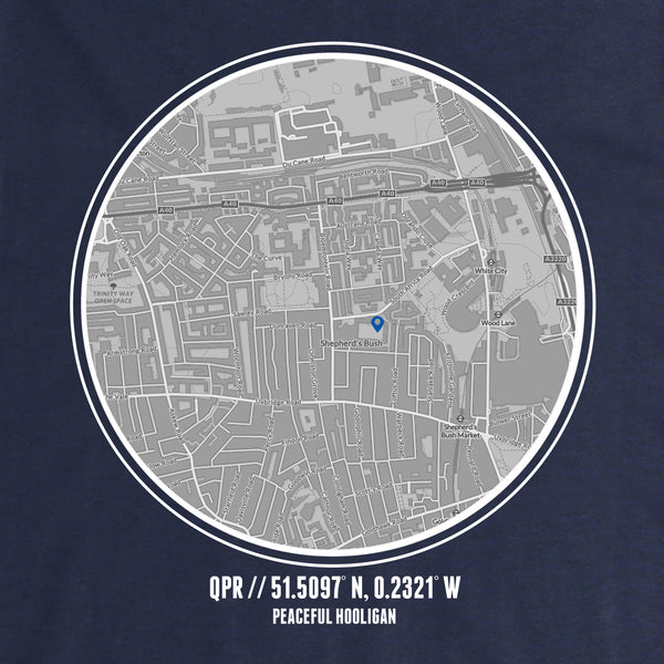 Queens Park Rangers Location Hoodie Navy - Peaceful Hooligan 