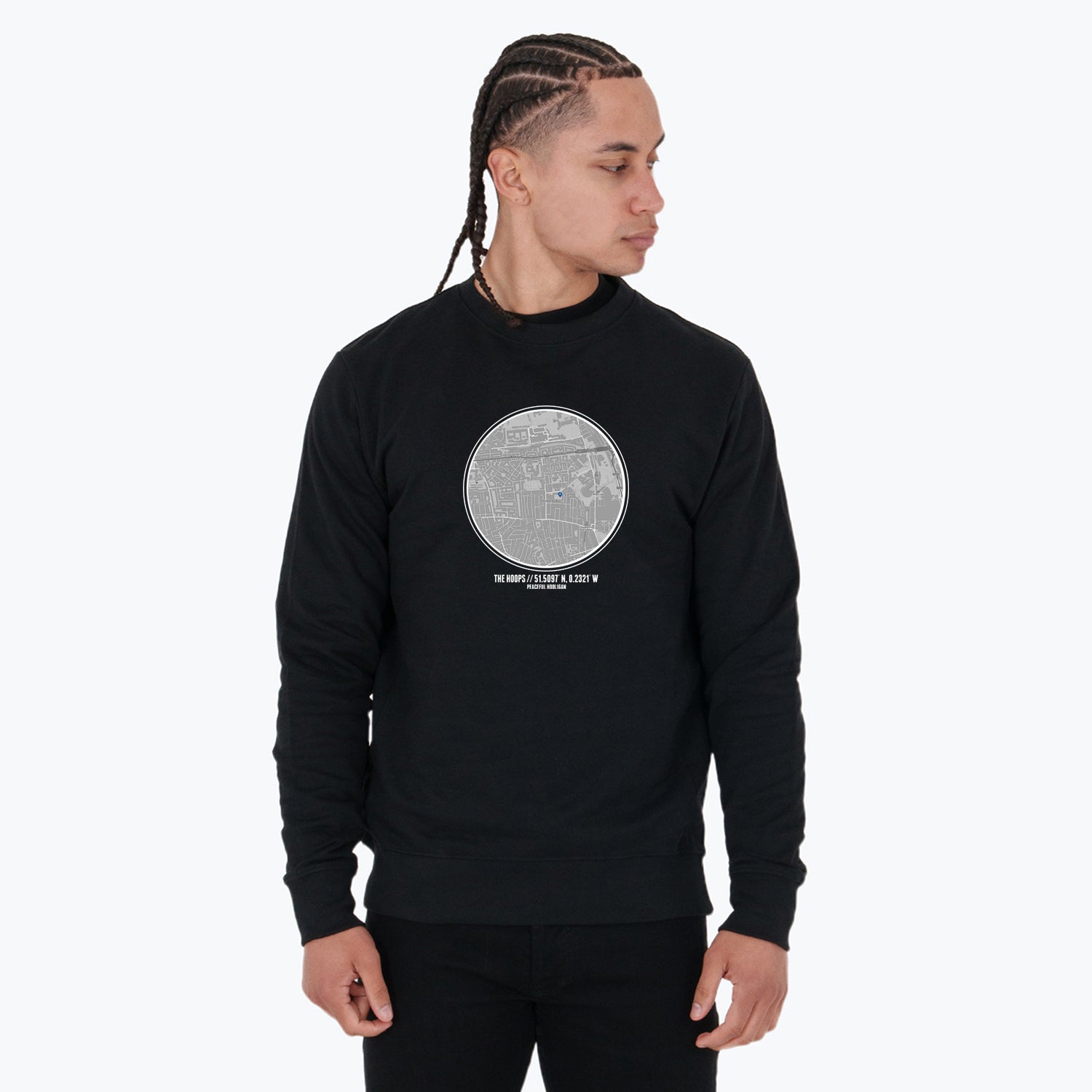 The Hoops Location Sweatshirt Black - Peaceful Hooligan 