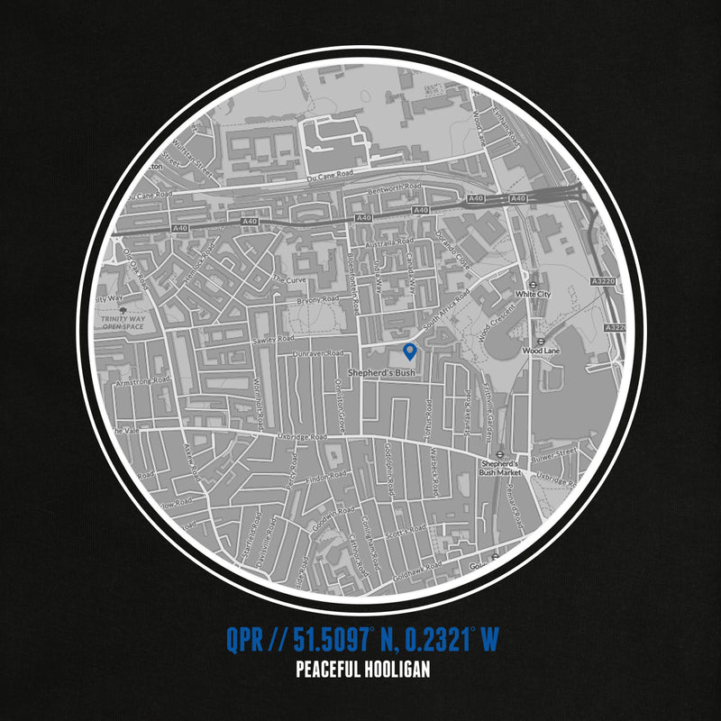 Queens Park Rangers Location T-Shirt Black - Peaceful Hooligan 