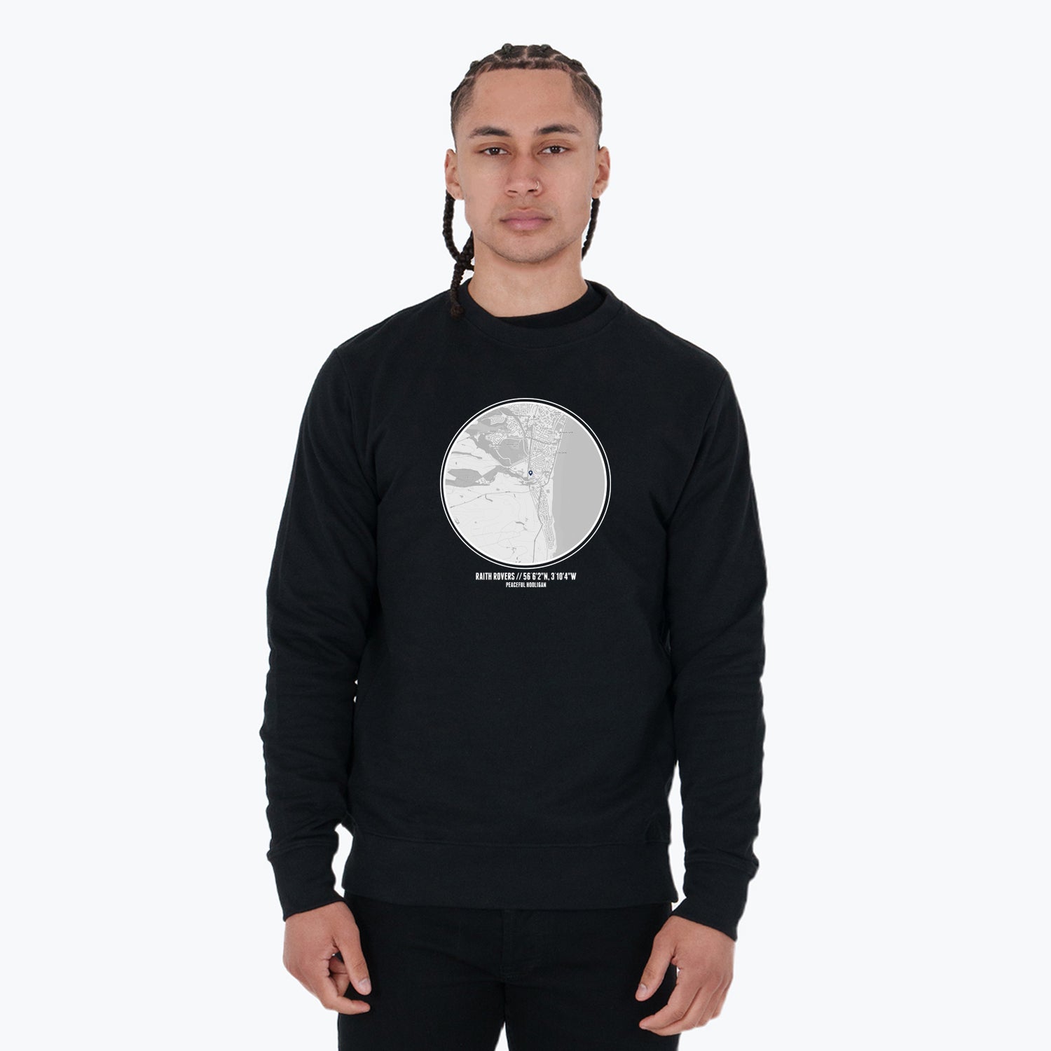 Raith Rovers Location Sweatshirt Black - Peaceful Hooligan 