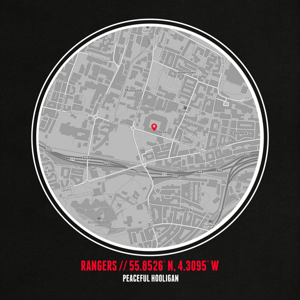 Rangers FC Location T-Shirt Black - Peaceful Hooligan 