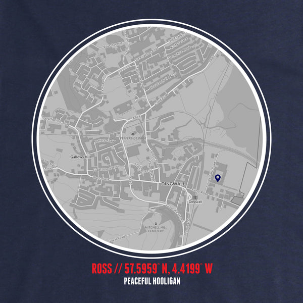 Ross County Location T-Shirt Navy - Peaceful Hooligan 