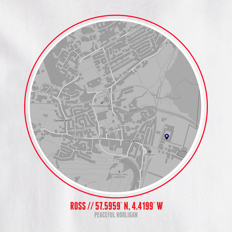 Ross County Location T-Shirt White - Peaceful Hooligan 