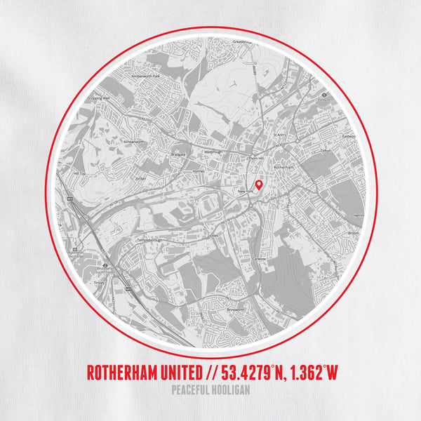 Rotherham United Location T-Shirt White - Peaceful Hooligan 