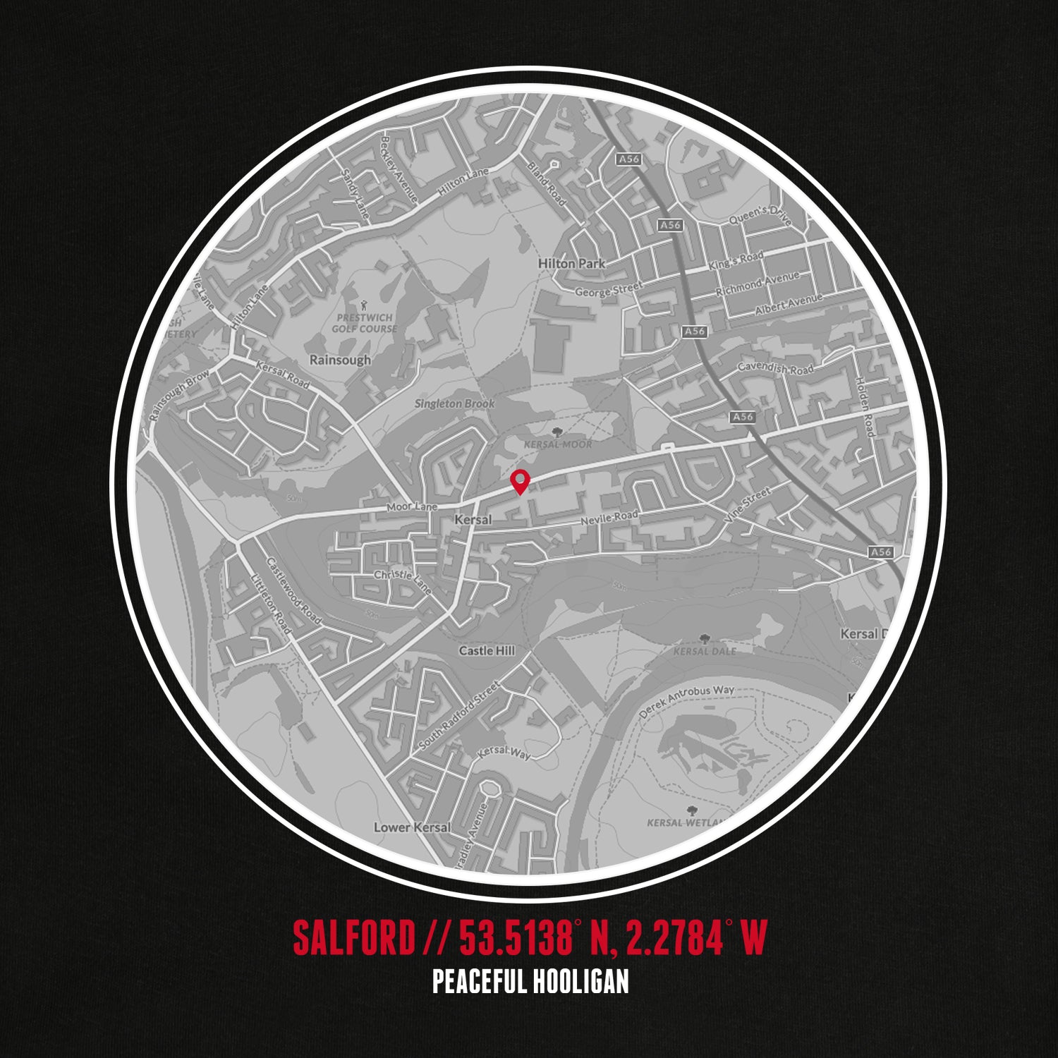 Salford Location Sweatshirt Black - Peaceful Hooligan 