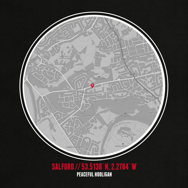 Salford City Location T-Shirt Black - Peaceful Hooligan 