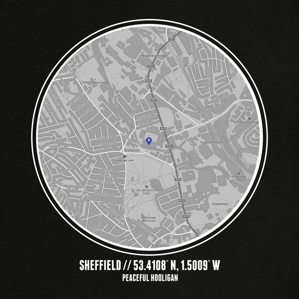 Sheffield Wednesday Location Hoodie Black - Peaceful Hooligan 