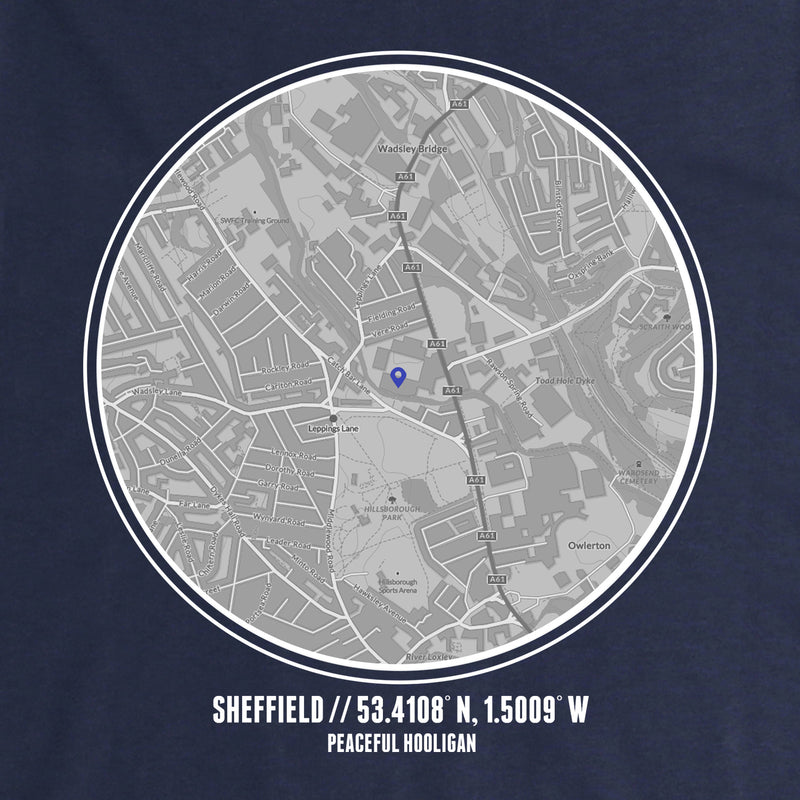 Sheffield Wednesday Location Hoodie Navy - Peaceful Hooligan 