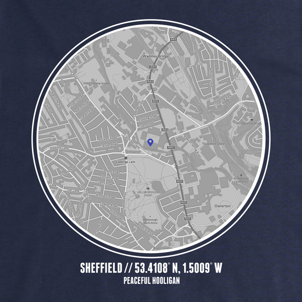 Sheffield Wednesday Location Sweatshirt Navy - Peaceful Hooligan 