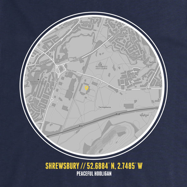 Shrewsbury Town Location Hoodie Navy - Peaceful Hooligan 