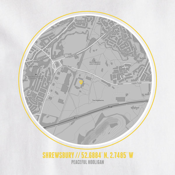 Shrewsbury Town Location T-Shirt White - Peaceful Hooligan 