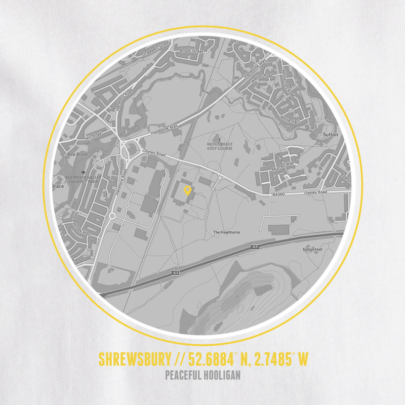 Shrewsbury Town Location T-Shirt White - Peaceful Hooligan 