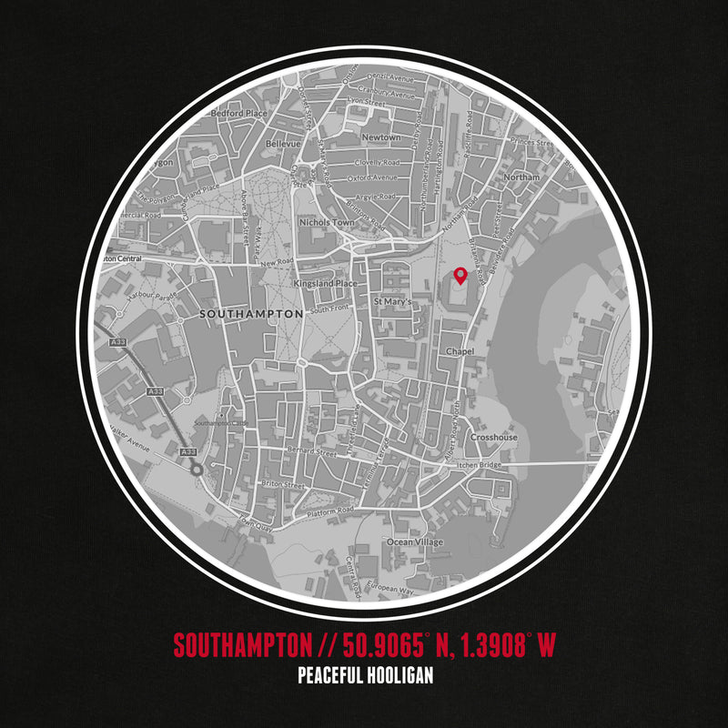 Southampton Location T-Shirt Black - Peaceful Hooligan 