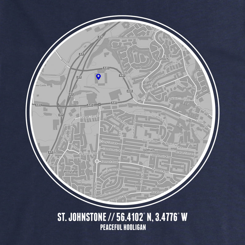 St Johnstone Location Hoodie Navy - Peaceful Hooligan 