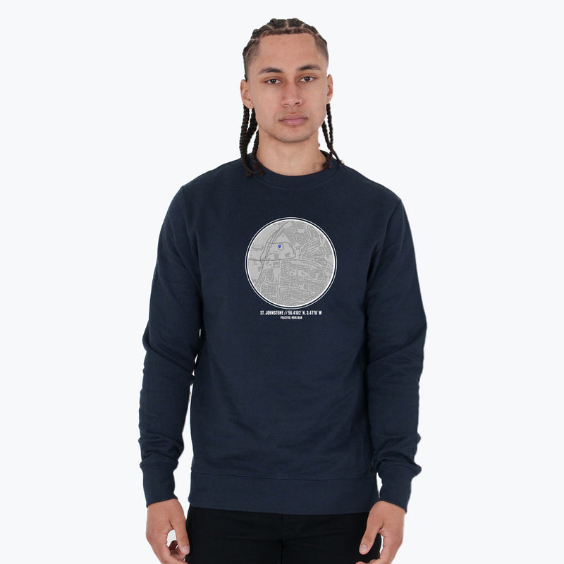 St Johnstone Location Sweatshirt Navy - Peaceful Hooligan 